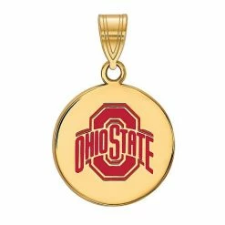 LogoArt 14k Gold Over Sterling Silver Ohio State Buckeyes Enamel Disc Pendant