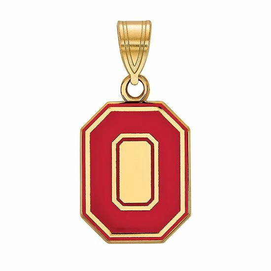 LogoArt 14K Gold-Plated Ohio State Enamel Pendant