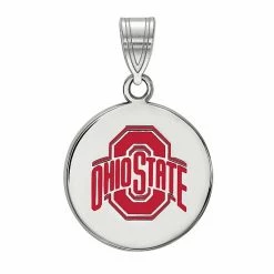 LogoArt Ohio State Sterling Silver Enamel Disc Pendant