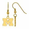 LogoArt 14K Gold Plated Michigan Wolverines Extra Small Dangle Earrings