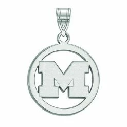 LogoArt Sterling Silver Michigan Wolverines Pendant In Circle