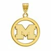 LogoArt 14K Gold Plated Michigan Wolverines Medium Pendant In Circle