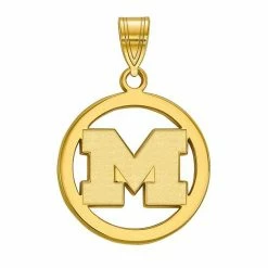 LogoArt 14K Gold Plated Michigan Wolverines Medium Pendant In Circle