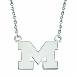 LogoArt 14K White Gold Michigan Wolverines Small Pendant With Necklace