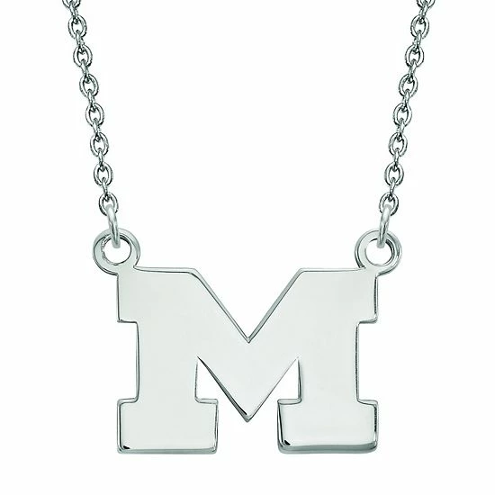 LogoArt 10K White Gold Michigan Wolverines Small Pendant With Necklace