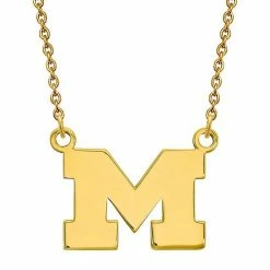 LogoArt 14K Gold Plated Michigan Wolverines Small Pendant With Necklace