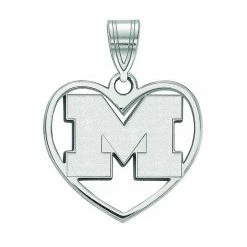 LogoArt Sterling Silver Michigan Wolverines Pendant In Heart