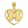 LogoArt 14K Gold Plated Michigan Wolverines Pendant In Heart
