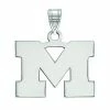 LogoArt 10K White Gold Michigan Wolverines Small Pendant