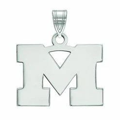 LogoArt 10K White Gold Michigan Wolverines Small Pendant