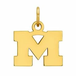 LogoArt 14K Gold Michigan Wolverines Small Pendant With Necklace