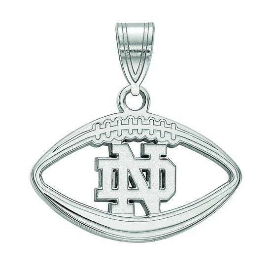 LogoArt 10K White Gold Notre Dame Football Pendant