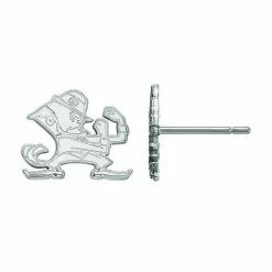LogoArt 10k White Gold Notre Dame Fighting Irish Post Earrings