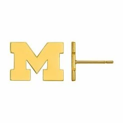 LogoArt Michigan Wolverines 14K Yellow Gold Post Earrings