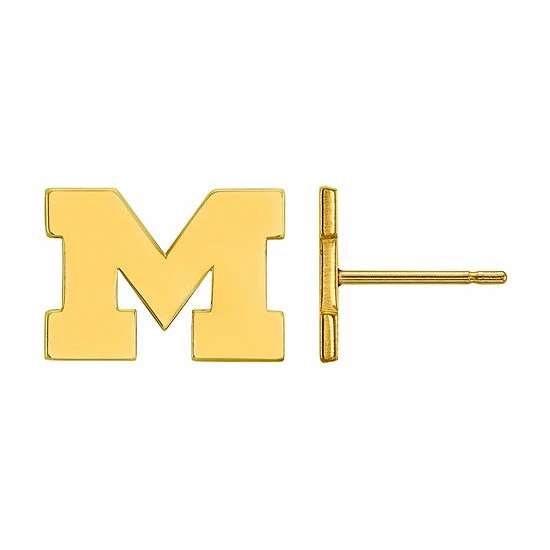 LogoArt Michigan Wolverines 14K Yellow Gold Post Earrings