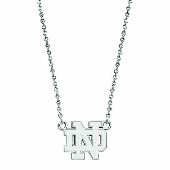 LogoArt 14k White Gold Notre Dame Fighting Irish Small Pendant Necklace