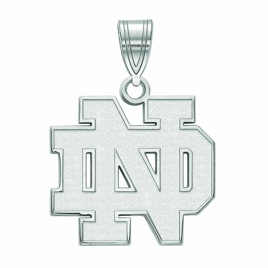 LogoArt 14k White Gold Notre Dame Fighting Irish Pendant Necklace