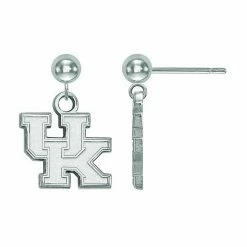 LogoArt 14k White Gold Kentucky Wildcats Dangle Ball Earrings