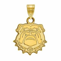 LogoArt Georgia Bulldogs Sterling Silver 14K Gold Plated Small Pendant
