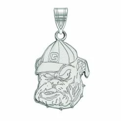 LogoArt Georgia Bulldogs Sterling Silver Rhodium Plated Large Pendant