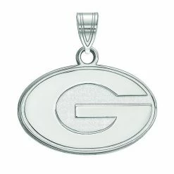 LogoArt Georgia Bulldogs Sterling Silver Rhodium Plated Small Pendant