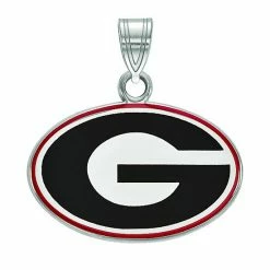 LogoArt Georgia Bulldogs Sterling Silver Rhodium Plated Small Enamel Pendant