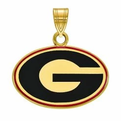 LogoArt Georgia Bulldogs Sterling Silver 14K Gold Plated Small Enamel Pendant
