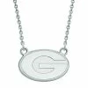 LogoArt Georgia Bulldogs Sterling Silver Rhodium Plated Small Pendant With Necklace