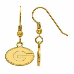 LogoArt Georgia Bulldogs Sterling Silver 14K Gold Plated Dangle Earrings