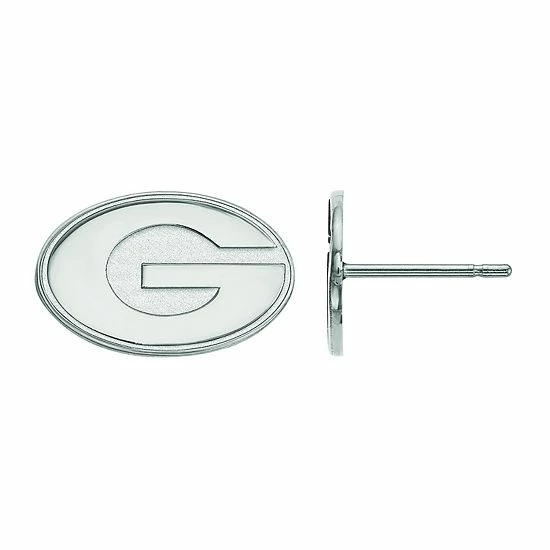 LogoArt Georgia Bulldogs Sterling Silver Rhodium Plated Post Earrings