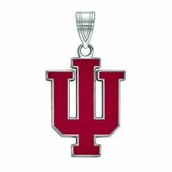LogoArt Indiana Hoosiers Sterling Silver Rhodium Plated Large Enamel Pendant