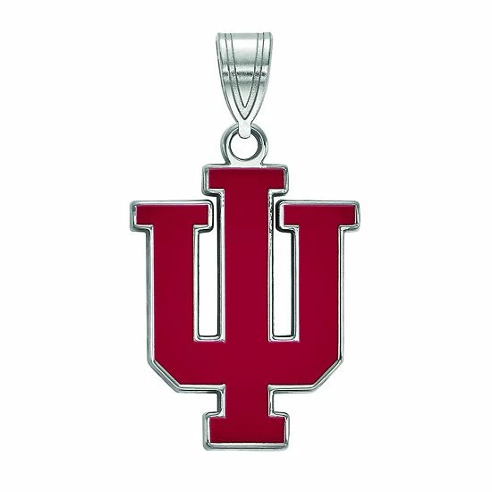 LogoArt Indiana Hoosiers Sterling Silver Rhodium Plated Large Enamel Pendant