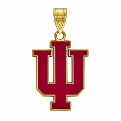 LogoArt Indiana Hoosiers Sterling Silver 14K Gold Plated Large Enamel Pendant