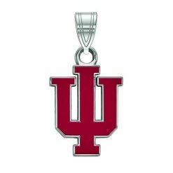 LogoArt Indiana Hoosiers Sterling Silver Rhodium Plated Small Enamel Pendant