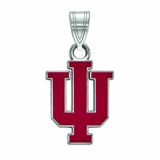 LogoArt Indiana Hoosiers Sterling Silver Rhodium Plated Small Enamel Pendant
