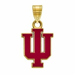 LogoArt Indiana Hoosiers Sterling Silver 14K Gold Plated Small Enamel Pendant