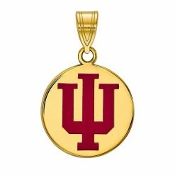 LogoArt Indiana Hoosiers Sterling Silver 14K Gold Plated Medium Enamel Disc Pendant