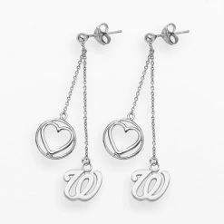 LogoArt Washington Nationals Beloved Sterling Silver Linear Drop Earrings