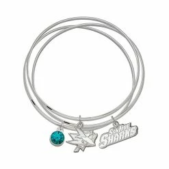 LogoArt San Jose Sharks Silver Tone Bangle Bracelet Set