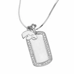 LogoArt Iowa Hawkeyes Sterling Silver Cubic Zirconia Dog Tag Pendant