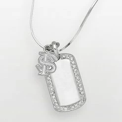 LogoArt Florida State Seminoles Sterling Silver Cubic Zirconia Dog Tag Pendant