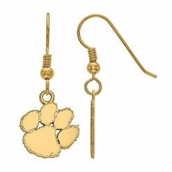 LogoArt Women's Sterling Silver 14k Gold Plated Clemson Tigers Dangle Earrings