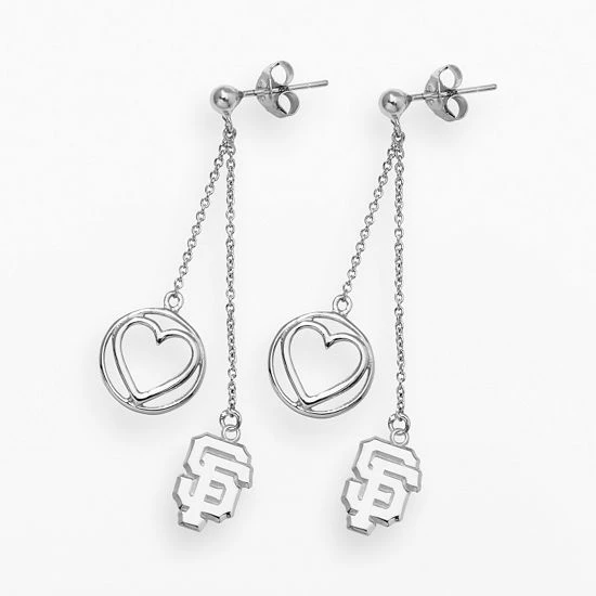 LogoArt San Francisco Giants Beloved Sterling Silver Linear Drop Earrings