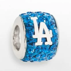 LogoArt Los Angeles Dodgers Sterling Silver Crystal Logo Bead