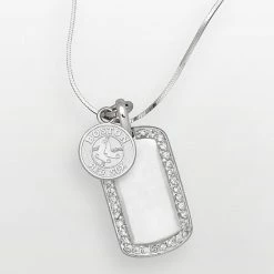 LogoArt Boston Red Sox Sterling Silver Cubic Zirconia Logo Dog Tag Pendant