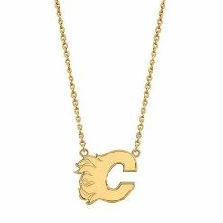 LogoArt Calgary Flames Sterling Silver Large Pendant Necklace