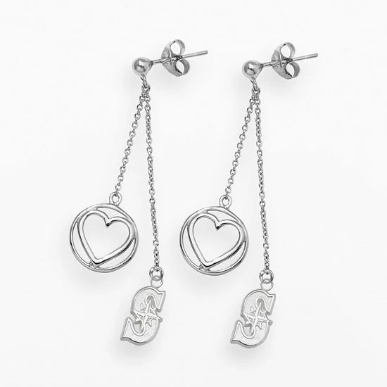 LogoArt Seattle Mariners Beloved Sterling Silver Linear Drop Earrings