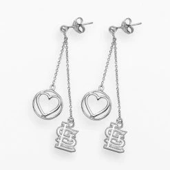 LogoArt St. Louis Cardinals Beloved Sterling Silver Linear Drop Earrings