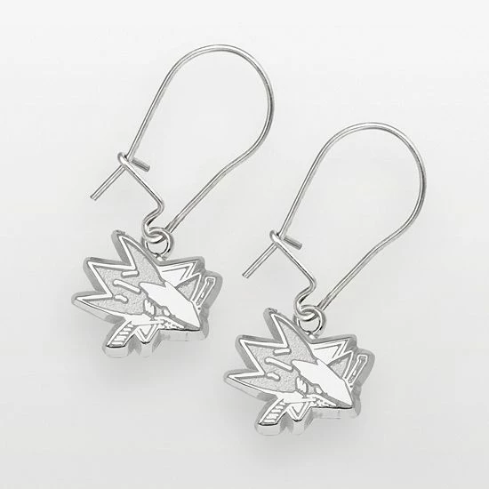 LogoArt San Jose Sharks Sterling Silver Logo Drop Earrings
