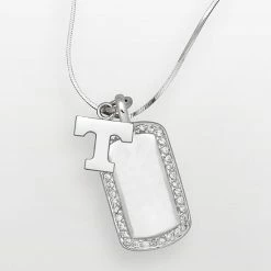LogoArt Tennessee Volunteers Sterling Silver Cubic Zirconia Dog Tag Pendant